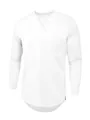 T-shirt de sport blanc à manches longues pour hommes avec col rond et ourlet arrondi chic. - 3XL / Hauts / Blanc