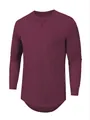 T-shirt de sport à manches longues pour homme bordeaux avec ourlet incurvé et col rond - 3XL / Hauts / Bordeaux