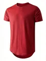 Men's athletic short sleeve t-shirt in deep red with curved hem and V-stitch detail - S / Tops / 3-Pack / Burgundy