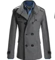 Classico cappotto da uomo in lana grigio slim fit doppiopetto di media lunghezza - 2XL / Top / Grigio