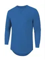 T-shirt de fitness bleu à manches longues pour hommes avec col rond et ourlet incurvé - 3XL / Hauts / Bleu