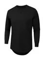 T-shirt noir à manches longues pour homme avec ourlet arrondi et couture décorative - 3XL / Hauts / Noir