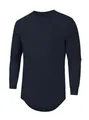 T-shirt de sport à manches longues bleu marine pour hommes avec ourlet courbé chic - 3XL / Hauts / Bleu marine