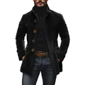 Detailed view of men's black corduroy blazer featuring large buttons and a lapel collar - S / Tops / Black
