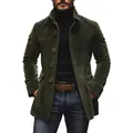 Fashionable men's olive green corduroy blazer jacket with lapels and button closure - S / Tops / Army Green