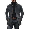 Men's casual grey corduroy blazer jacket featuring four-button closure and classic lapel collar - S / Tops / Gray