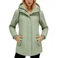 Fashionable women's mid-length fleece-lined hooded parka coat in fresh mint green - Mint Green