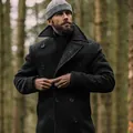 Caban en laine noir pour homme de style britannique, mi-long pour automne et hiver - S / Hauts / Noir