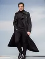 Classic long black trench coat for men, stylish spring and autumn casual jacket - S / Tops / Black
