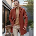 Men's British style wool overcoat in terracotta brown for autumn and winter - S / Tops / Caramel color
