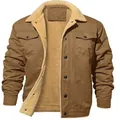 Men's classic brown winter workwear jacket with warm sherpa lining and chest pockets - S / Tops / Coffee