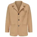 Herren Freizeit-Blazer in Camel mit Reverskragen und drei Knöpfen auf Weiß - S / Oberteile / Khaki