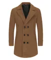 Langer Herren-Wollmantel in Kamel mit Steppfutter und klassischem Doppelreiher-Design für den Winter - Camel (K57)