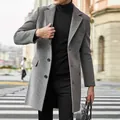 Cappotto da uomo in lana grigia stile britannico, maniche lunghe per autunno e inverno - Taglia M / Top / Grigio