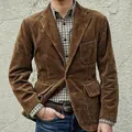 Braunes Herren-Cord-Sakko im Vintage-Stil für einen klassischen, britischen Look - S / Oberteil (K78) / Braun