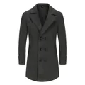 Professional men's charcoal gray wool coat with quilted lining and double-breasted closure - S / Tops / Dark Gray (K57)