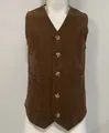 Elegant men's British style brown corduroy waistcoat vest featuring front buttons - S / Tops / Vest / Brown
