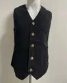 Classic black corduroy waistcoat for men featuring a five-button front and three pockets - S / Tops / Vest / Black