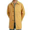 Slim fit mustard yellow men's mid-length trench coat with single-breasted design - Earthy Yellow