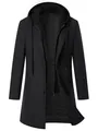 Men's classic black fake two-piece hooded wool coat featuring warm quilted lining - S / Tops / Black (K63)