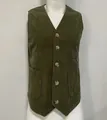 Classic men's olive green corduroy vest with V-neckline, functional pockets and button front - S / Top (Patch Pocket Vest) / Army Green