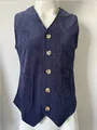 Classic men's British style corduroy vest in deep navy blue with button-up front - S / Top (Patch Pocket Vest) / Dark Blue