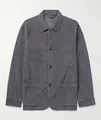 Classic grey corduroy overshirt jacket for men featuring three front pockets and buttons - S / Tops / Gray