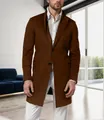 Herren Wollmantel in brauner Farbe, mittellange Ausführung für einen eleganten Herbstlook - S / Oberteile / Braun