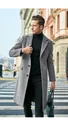 Élégant manteau long en laine gris pour homme avec revers classique style anglais - S / Hauts / Gris