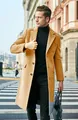 Manteau long en laine élégant pour hommes de couleur camel style britannique pour l'automne - S / Hauts / Chameau