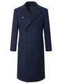 Klassischer zweireihiger langer Wollmantel für Herren in Marineblau mit schmaler Passform - Navyblau (K66)