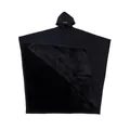 Close-up detail of oversized hooded poncho showing thick and soft black fleece lining - One Size / Tops / Black