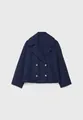 Abrigo corto de lana azul marino con doble botonadura, solapas grandes y botones carey. - XS / Tops / Azul marino