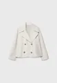Detalle de solapa ancha y botones de mármol en un abrigo de lana blanco - XS / Tops / Blanco