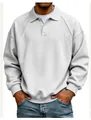 Detailed macro shot of men's premium white lapel sweatshirt with ribbed shoulder panels - M / Tops / White