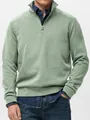 Herren Sweatshirt in Salbeigrün mit halbem Reißverschluss, lässiger Stehkragen-Stil. - Grün