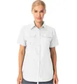 Professional women's white quick-dry outdoor shirt with short sleeves and pockets - S / Tops / White