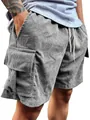 Dettaglio dei pantaloncini cargo in velluto a coste grigio da uomo con coulisse. - Taglia S / Pantaloni e gonne / Grigio chiaro