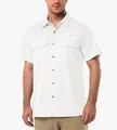 White men's quick-dry short-sleeve shirt with casual work style and utility pockets - M / Tops / White