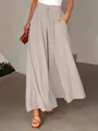 Elegant high waisted wide leg flowing palazzo pants with drawstring in light grey - S / Bottoms / Silver Gray