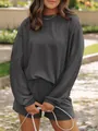 Detailed view of the vertical ribbed texture on the grey two-piece set fabric. - S / Top And Bottom / Black
