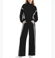 Vista completa del chándal negro para mujer con rayas blancas y pantalones anchos. - S / Top Y Pantalón / Negro
