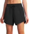 Women's black 5-inch quick-dry athletic running shorts with zipper pockets - S / Bottoms / Black