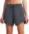 Women's 5-inch dark grey athletic running shorts with quick-dry fabric and zipper pockets - S / Bottoms / Lead Grey