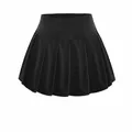 Detailed front view of black pleated tennis skirt for kids with anti-exposure shorts - M / Bottoms / Black