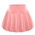 Close-up view of pink pleated tennis skort for girls showing soft fabric texture - XS / Bottoms / Pink