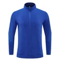 Front view showing the stand-up collar and texture details of a royal blue athletic jacket - S / Tops / Royal Blue
