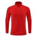 Front view detail of a vibrant red men's athletic zip-up jacket for running - S / Tops / China Red