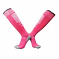 Bright pink knee-high soccer socks with thickened gray towel bottom for sports training - Kids Rose Red / One Size