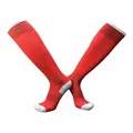 Professional red football socks featuring a thickened towel sole and grey heel detail - Kids Red / One Size